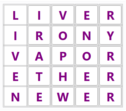 Wordsq gameplay example